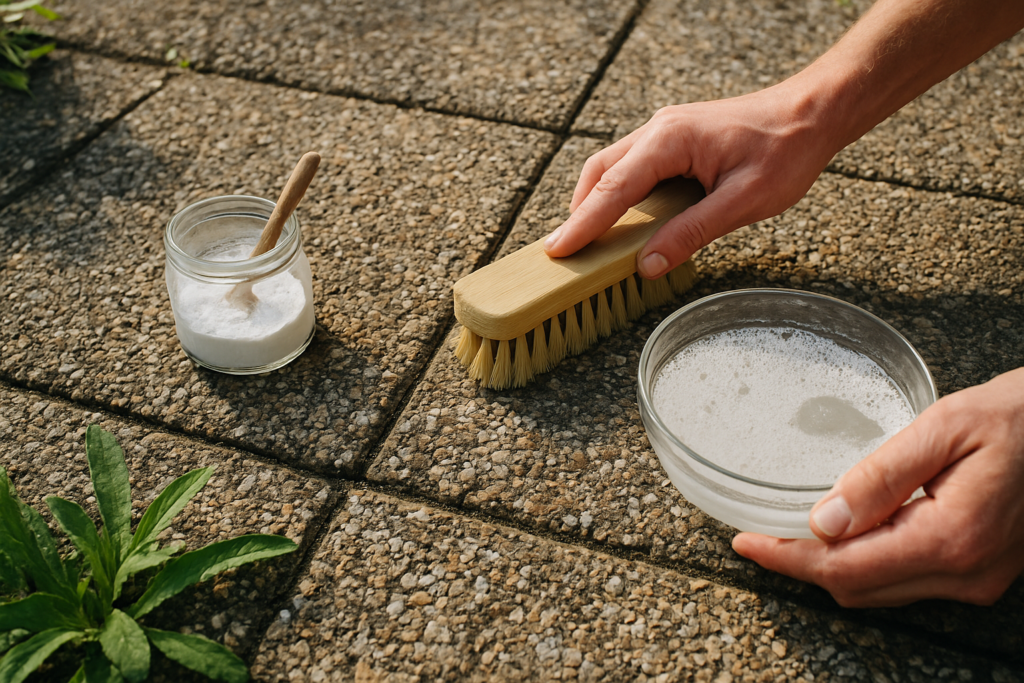 Comment nettoyer des dalles de terrasse gravillonnée sans Karcher : les méthodes douces et naturelles