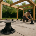 Fixer pergola sur terrasse sur plots : la solution fiable avec plots béton sous le revêtement
