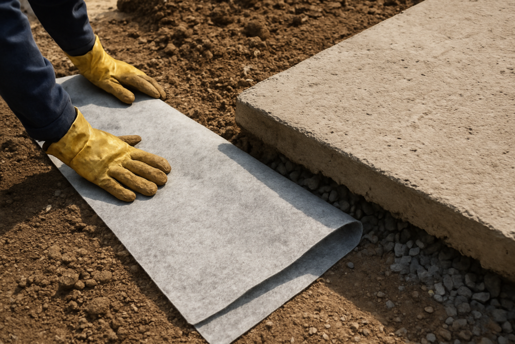 Géotextile dalle béton : quel feutre drainant choisir et comment bien le poser pour une terrasse durable ?
