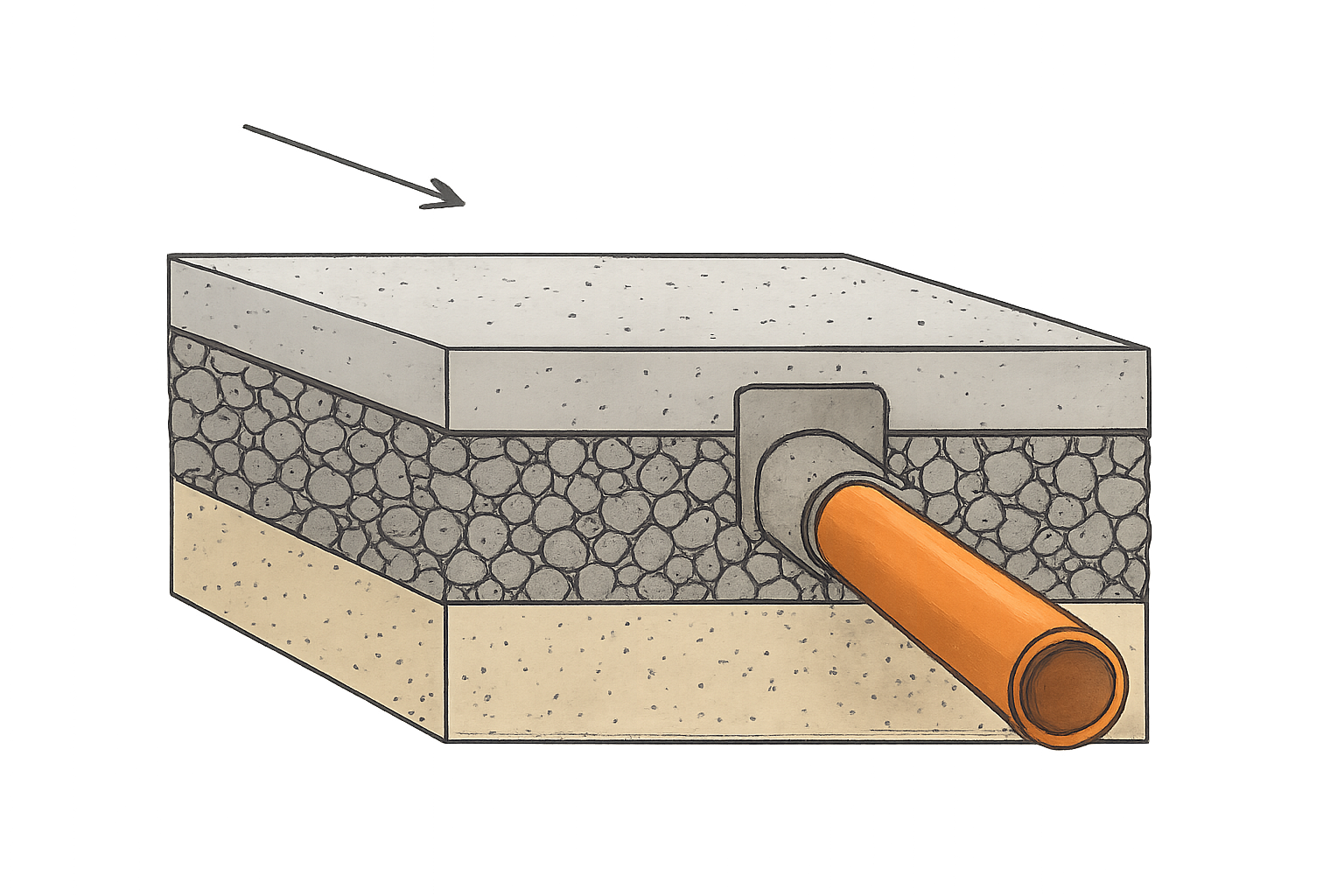 passage tuyaux pvc dans dalle béton