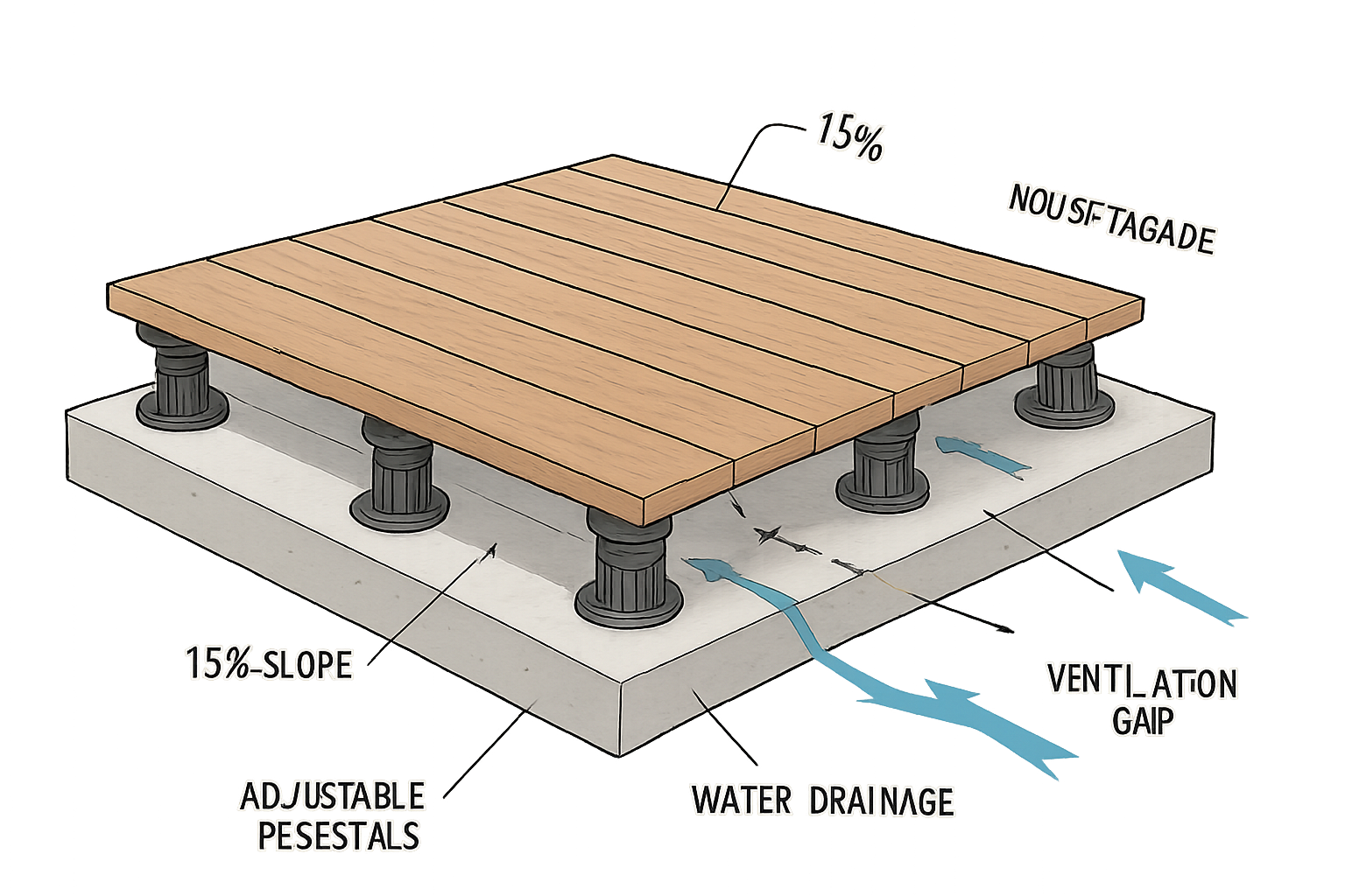 pente terrasse bois