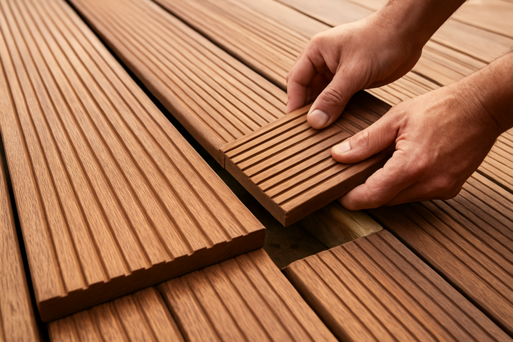 Sens lame terrasse rainurée : faut-il poser les rainures vers le haut ou vers le bas ?