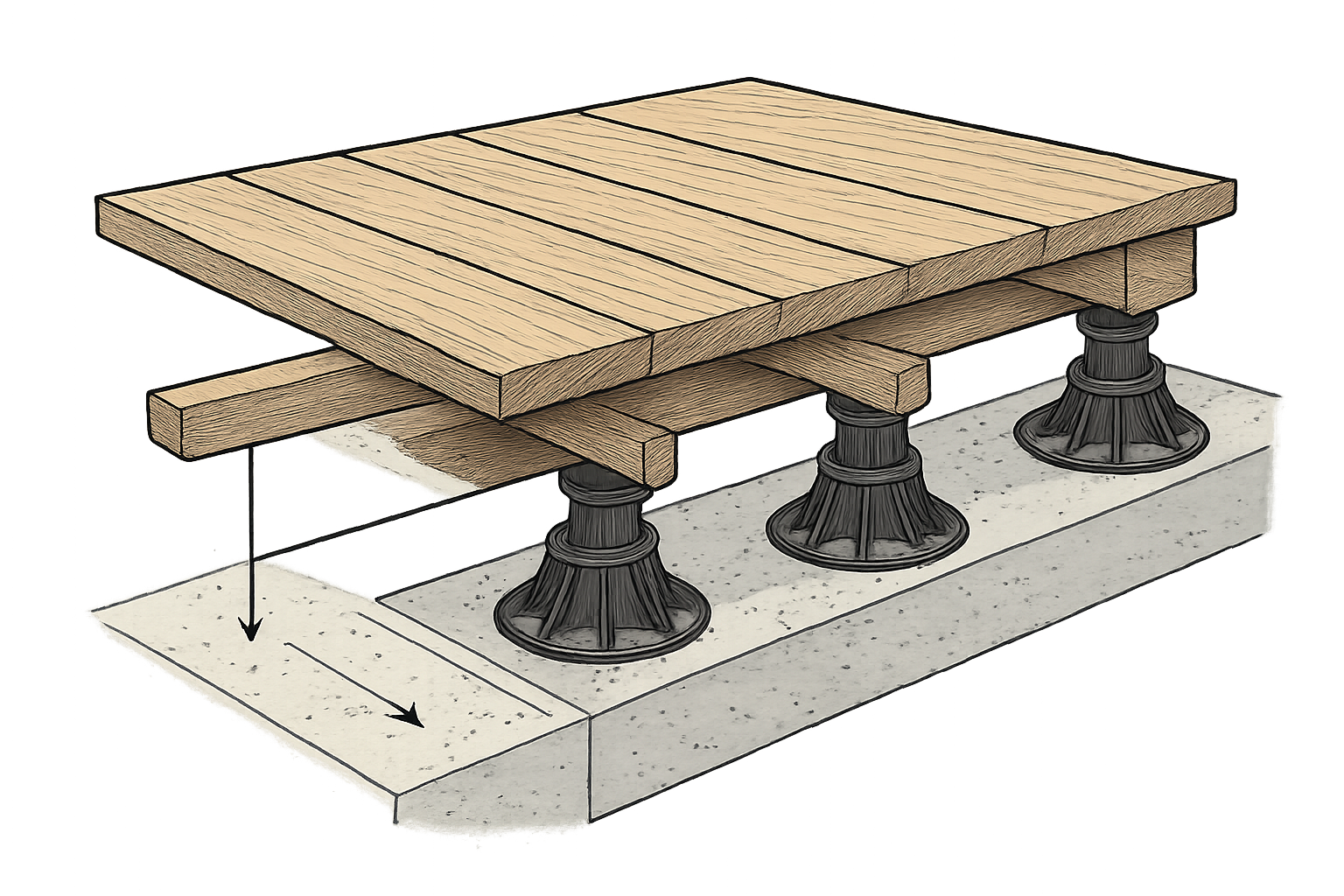 terrasse bois sur dalle béton