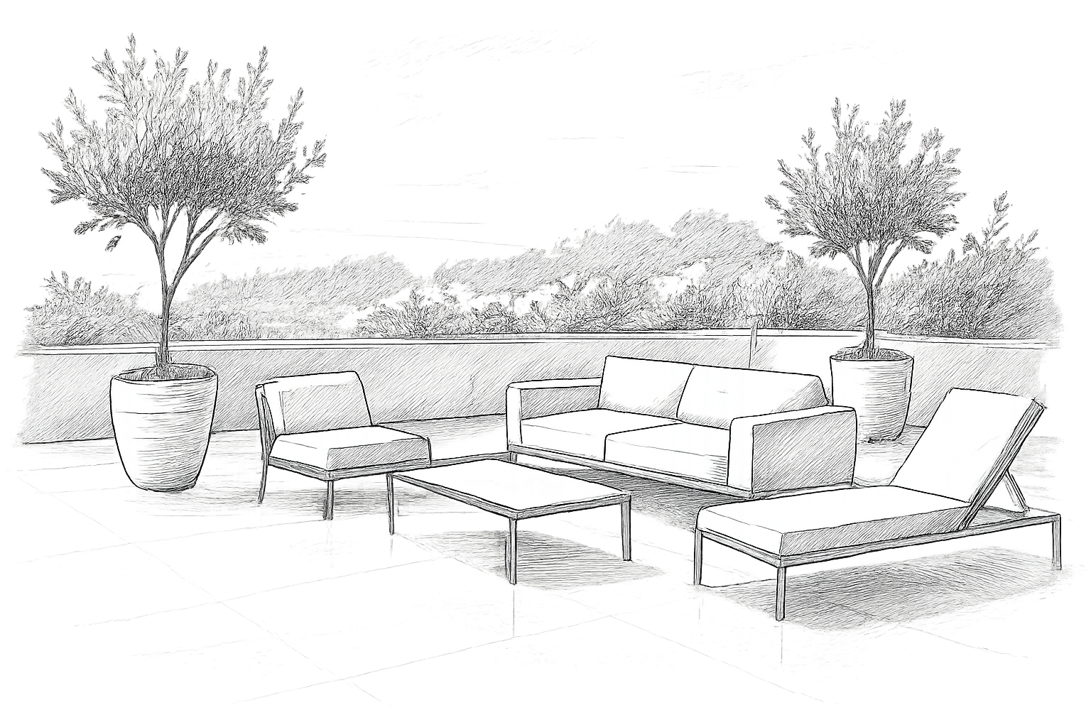 terrasse en beton poli