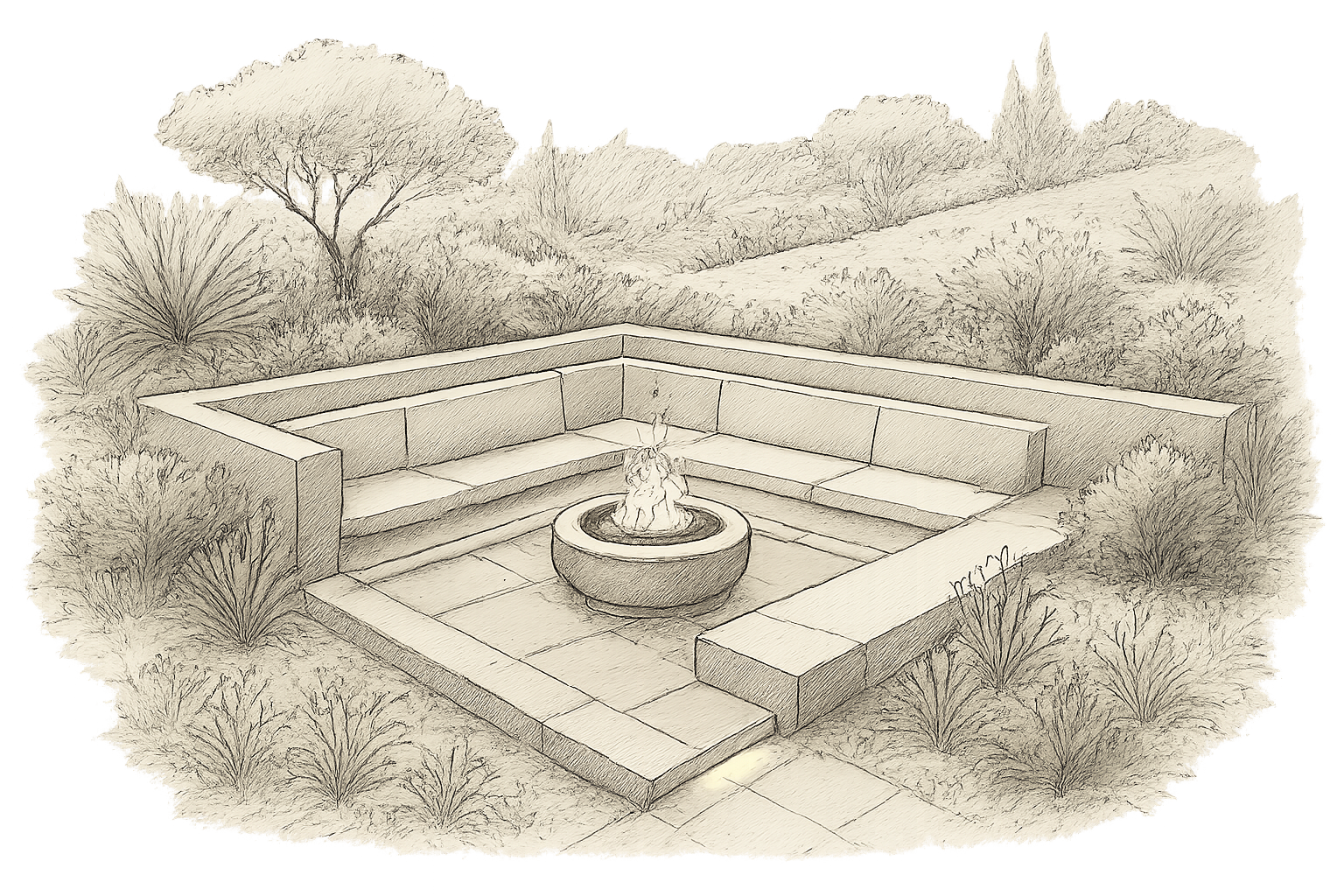 terrasse semi enterrée