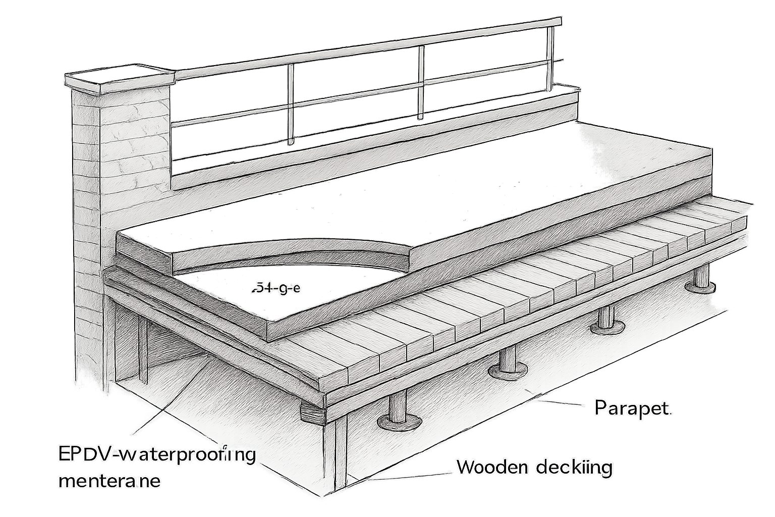 terrasse sur toit en pente