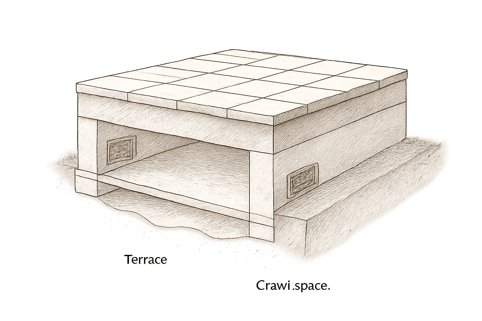vide sanitaire terrasse