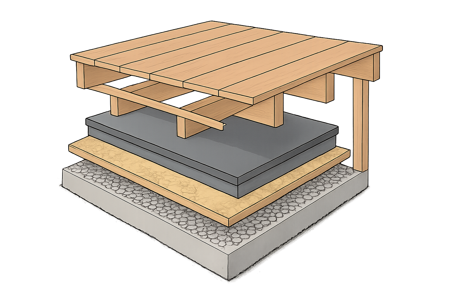 étanchéité terrasse bois sur pilotis